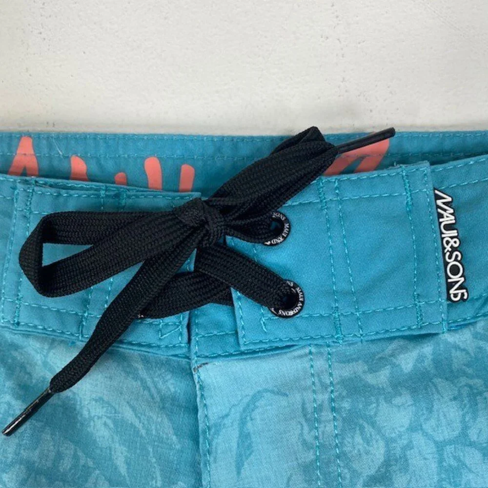 Maui and Sons Board Shorts Pineapple Haze Swim Trunks Striped Mens Size 30‎